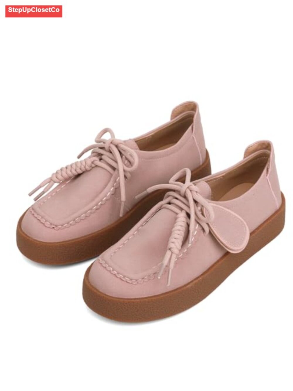 Chunky Platform Suede Loafers Lace-Up Oxford Shoes for Work - Picture 5 of 6